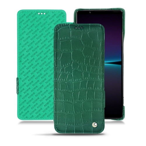 High quality leather case for Sony Xperia 1 IVCrocodile pino ( Pantone #173F35 ) 
