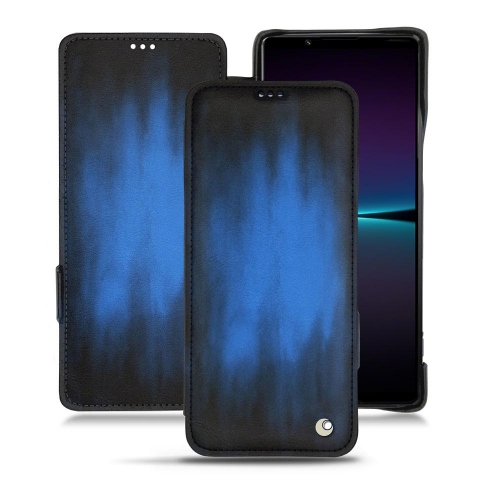 Sony Xperia 1 IV용 고품질 가죽 케이스Bleu Patine