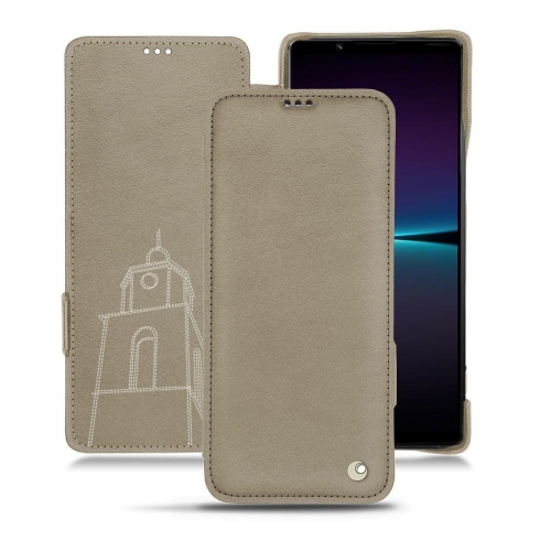 Sony Xperia 1 IV용 고품질 가죽 케이스Darboun sabla ( Pantone #BCB1A1 )