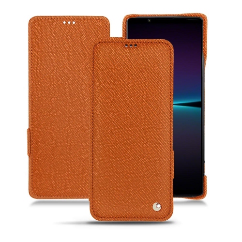High quality leather case for Sony Xperia 1 IVOrange vibrant ( Pantone #e36b39 ) 