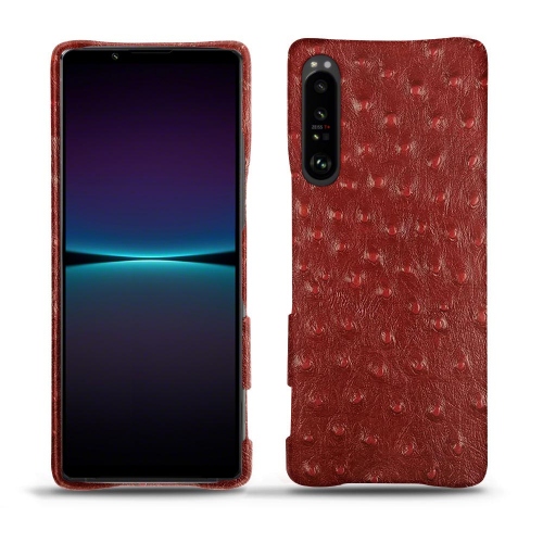 Estojo de couro premium para Sony Xperia 1 IVAutruche ciliegia ( Pantone #a4343a ) 
