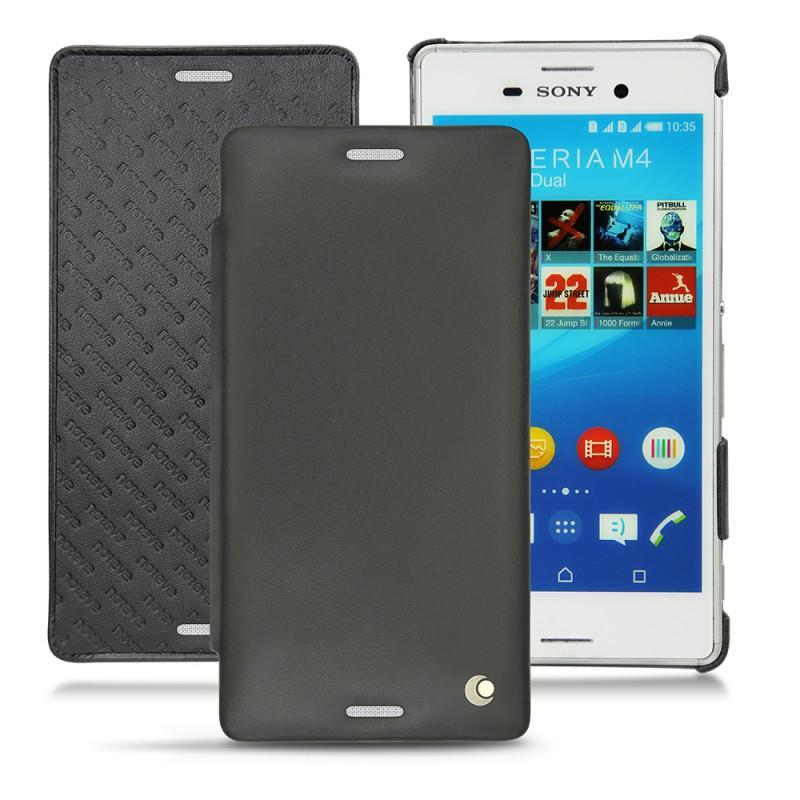 Housse cuir Sony Xperia M4 Aqua  - Noir ( Nappa - Black ) 