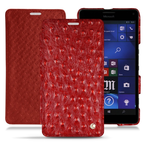 가죽 커버 Microsoft Lumia 950 XL - 950 XL Dual SimAutruche ciliegia ( Pantone #a4343a ) 
