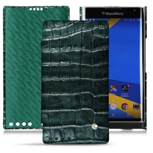 Custodia in pelle Blackberry PrivCrocodile pino ( Pantone #173F35 ) 