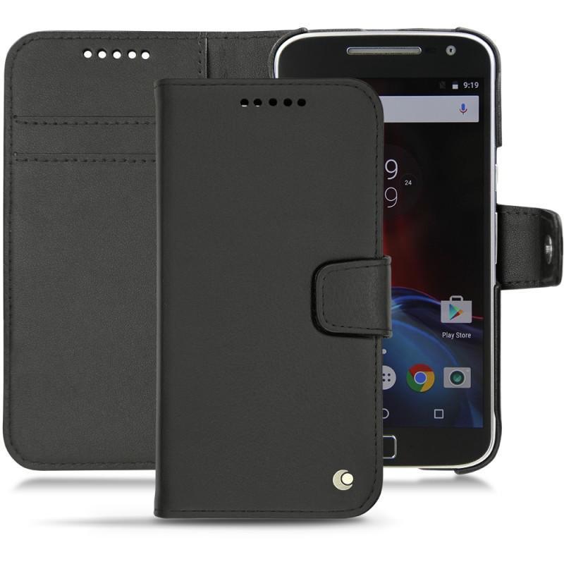Housse cuir Lenovo Moto G4 Plus - Noir ( Nappa - Black ) 