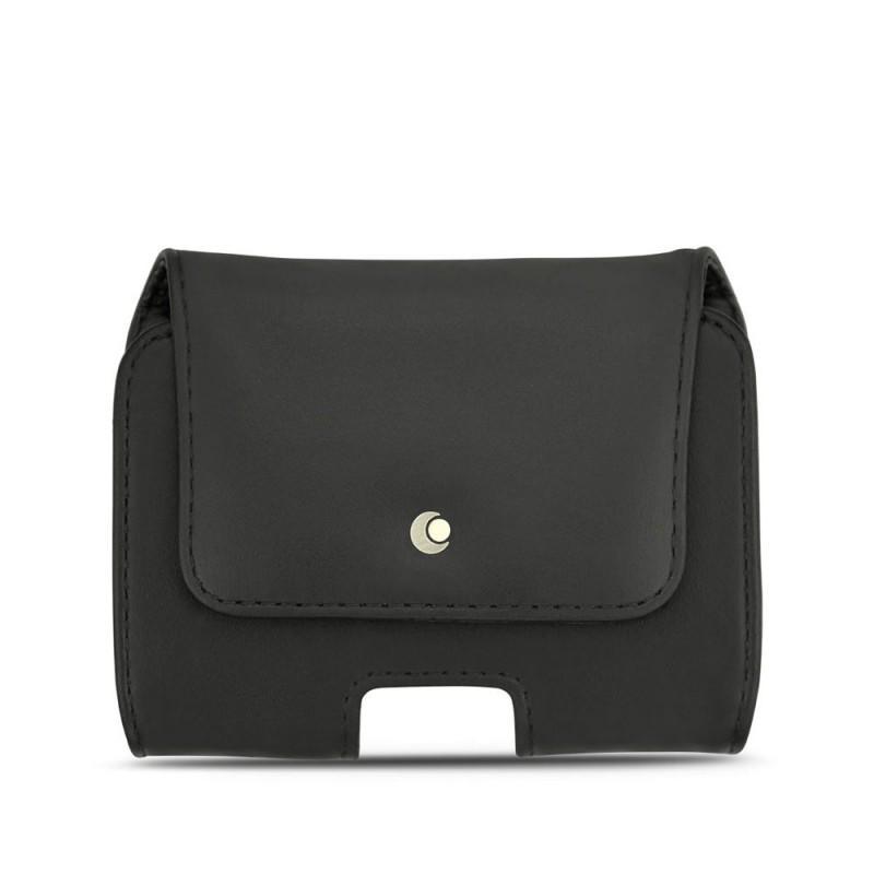 携帯電話用横型ケース、全機種共通 - レザー製、 - Noir ( Nappa - Black ) 