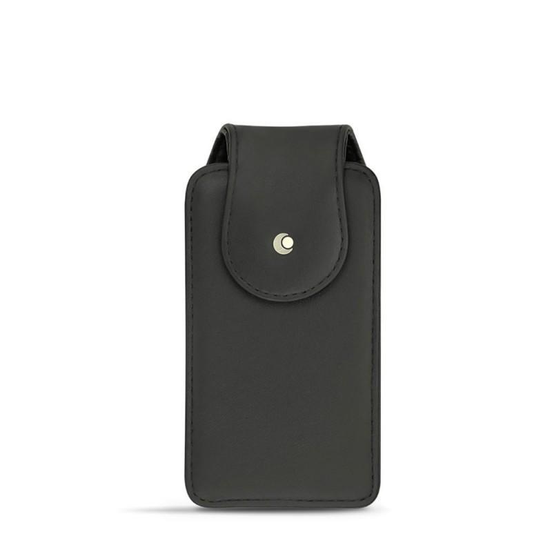 携帯電話用縦型ケース、全機種共通 - レザー製、 - Noir ( Nappa - Black ) 