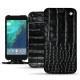 Housse cuir Google Pixel XL - Crocodile nero
