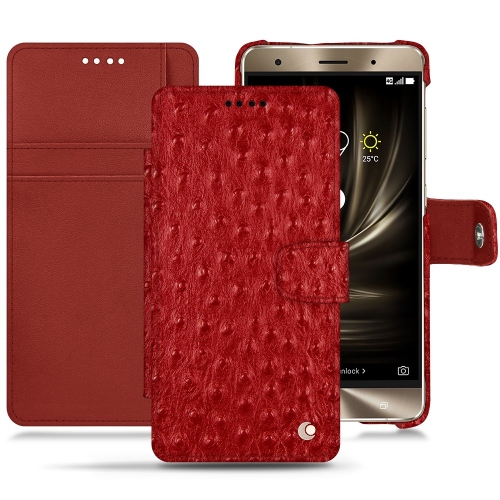 Asus Zenfone 3 Deluxe ZS570KL leather caseAutruche ciliegia ( Pantone #a4343a ) 