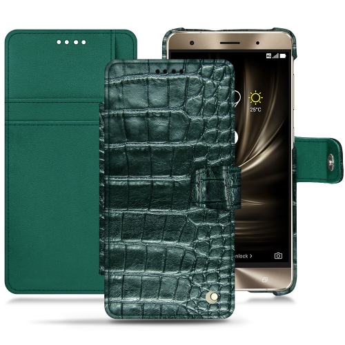 レザーケース Asus Zenfone 3 Deluxe ZS570KLCrocodile pino ( Pantone #173F35 ) 
