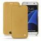 Housse cuir Samsung Galaxy S7 Edge - Or Maïa ( Bologna Hi Gloss Metallic - Pantone 871C ) 