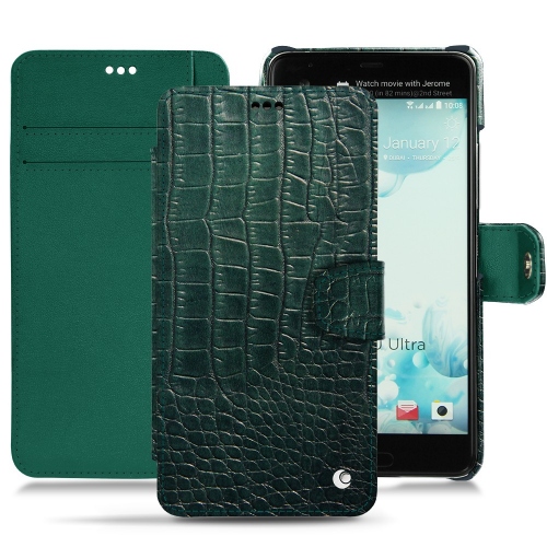 Capa em pele HTC U UltraCrocodile pino ( Pantone #173F35 ) 