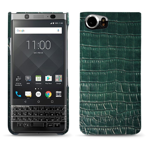 Blackberry Keyone leather caseCrocodile pino ( Pantone #173F35 ) 
