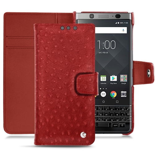Funda de piel Blackberry Keyone Autruche ciliegia ( Pantone #a4343a ) 