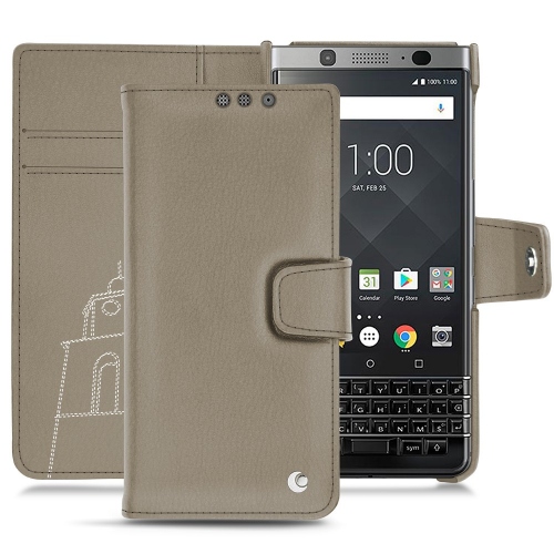 レザーケース Blackberry Keyone Darboun sabla ( Pantone #BCB1A1 )