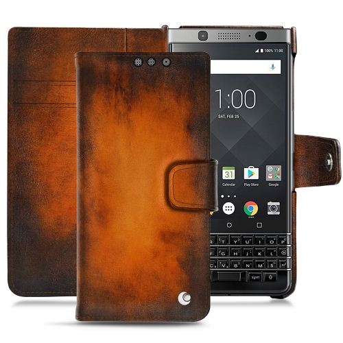 Custodia in pelle Blackberry Keyone Fauve Patine