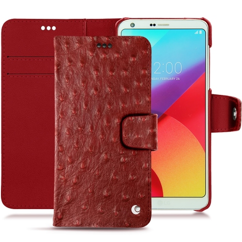 LG G6 leather caseAutruche ciliegia ( Pantone #a4343a ) 