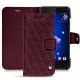 Lederschutzhülle HTC U11 - Lie de vin - Couture ( Pantone 5115C ) 