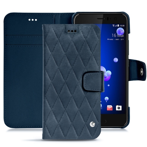 HTC U11 : La référence des housses premium Jean vintage - Couture ( Pantone #2f414f  ) 