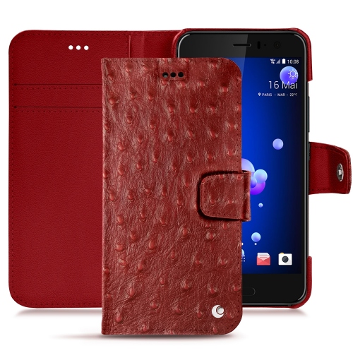 HTC U11 leather caseAutruche ciliegia ( Pantone #a4343a ) 