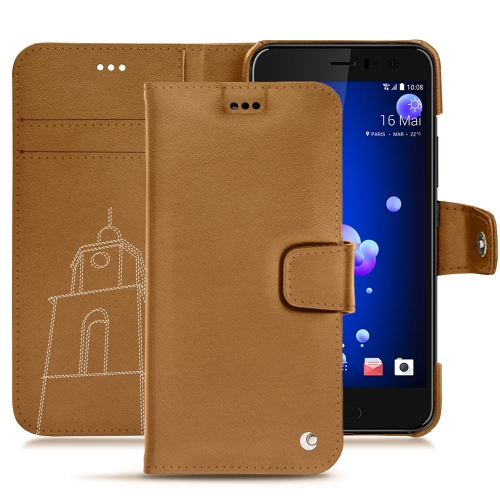 Capa em pele HTC U11Castan esparciate ( Pantone #824F2A )