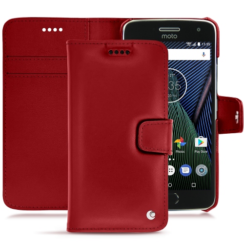 レザーケース Lenovo Moto G5 PlusRouge ( Nappa - Pantone #d50032 ) 