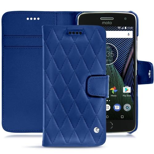 가죽 커버 Lenovo Moto G5 PlusBleu océan - Couture ( Nappa - Pantone #15458a) 