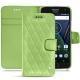 Housse cuir Lenovo Moto G5 Plus - Vert olive - Couture ( Nappa - Pantone 578U ) 