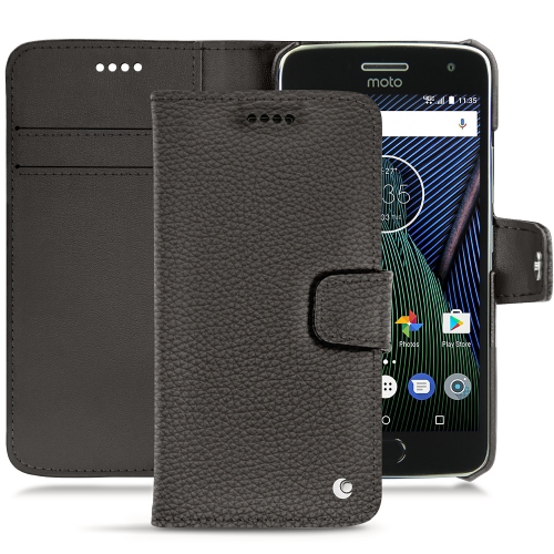 가죽 커버 Lenovo Moto G5 PlusAnthracite ( Pantone #41403c ) 