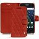 Lenovo Moto G5 Plus leather case - Papaye - Couture ( Pantone 180C ) 