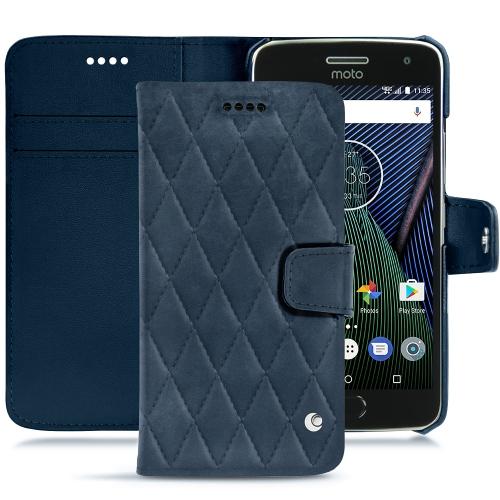 Lenovo Moto G5 Plus leather caseJean vintage - Couture ( Pantone #2f414f  ) 