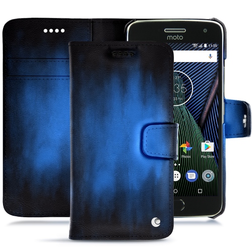 Lenovo Moto G5 Plus leather caseBleu Patine