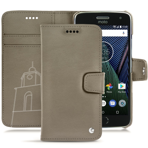Capa em pele Lenovo Moto G5 PlusDarboun sabla ( Pantone #BCB1A1 )
