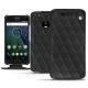 Lenovo Moto G5 Plus leather case - Noir - Couture ( Nappa - Black ) 