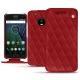 Custodia in pelle Lenovo Moto G5 Plus - Rouge - Couture ( Nappa - Pantone 199C ) 