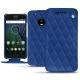 Housse cuir Lenovo Moto G5 Plus - Bleu océan - Couture ( Nappa - Pantone 293C ) 