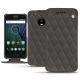 Lenovo Moto G5 Plus leather case - Anthracite - Couture ( Pantone 424C ) 