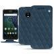 Housse cuir Lenovo Moto G5 Plus - Indigo - Couture ( Pantone 303U ) 