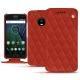 Capa em pele Lenovo Moto G5 Plus - Papaye - Couture ( Pantone 180C ) 