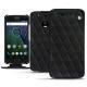 Housse cuir Lenovo Moto G5 Plus - Negre poudro - Couture