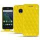 レザーケース Lenovo Moto G5 Plus - Jaune fluo - Couture