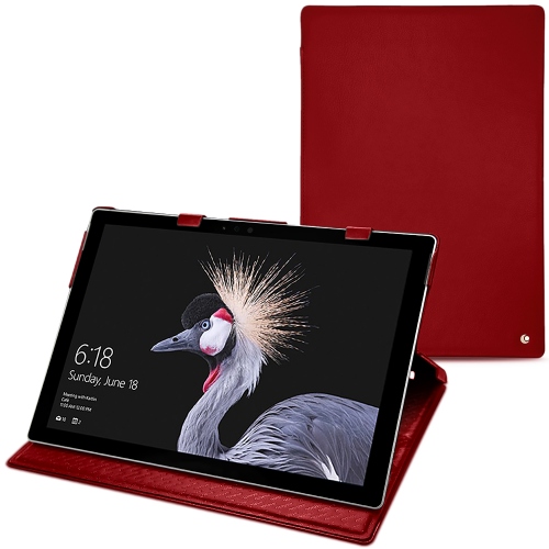 Microsoft Surface Pro (2017) leather caseRouge ( Nappa - Pantone #d50032 ) 