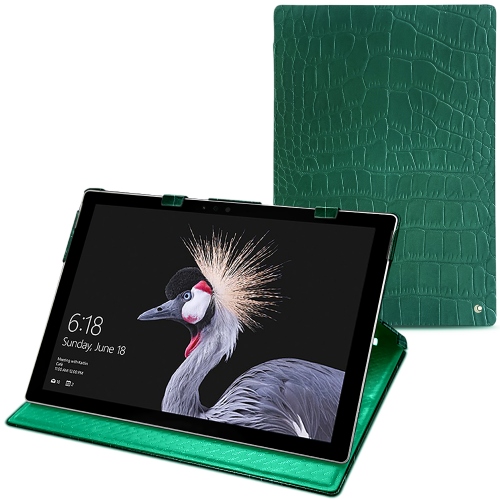 Microsoft Surface Pro (2017) leather caseCrocodile pino ( Pantone #173F35 ) 