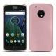Coque cuir Lenovo Moto G5 Plus - Rose ( Nappa - Pantone 2365C ) 