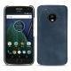 Coque cuir Lenovo Moto G5 Plus - Jean vintage ( Roughtcut - Pantone 285U  ) 