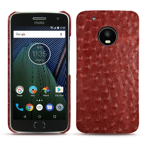 Custodia in pelle Lenovo Moto G5 PlusAutruche ciliegia ( Pantone #a4343a ) 