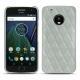 Coque cuir Lenovo Moto G5 Plus - Gris - Couture ( Nappa - Pantone W428C ) 
