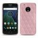 Coque cuir Lenovo Moto G5 Plus - Rose - Couture ( Nappa - Pantone 2365C ) 