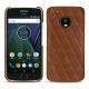 Capa em pele Lenovo Moto G5 Plus - Marron - Couture ( Nappa - Pantone 1615C ) 