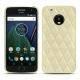 Coque cuir Lenovo Moto G5 Plus - Ivoire - Couture ( Sleek P C12 - White ) 